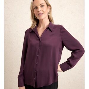 Gloria Vanderbilt Purple Button Down Blouse